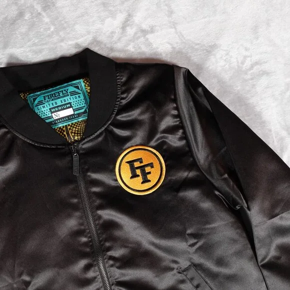 FireFly Music Festival Satin Bomber Jacket Mens M Limited Black - Picture 2 of 10